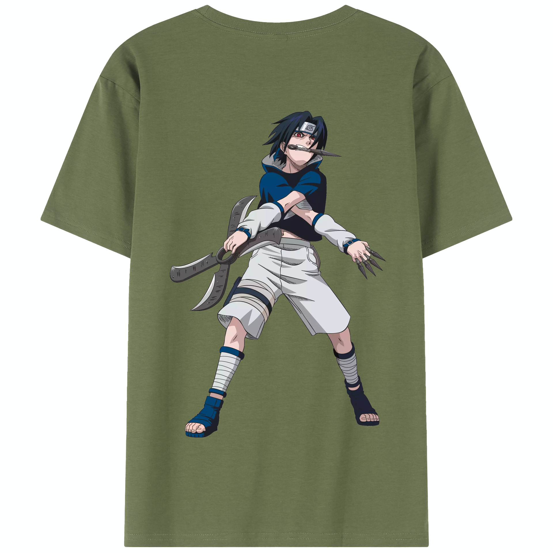 （画像用） NARUTO -ナルト- うちは サスケ Uchiha Sasuke 綿100％半袖Tシャツ（背面プリント）